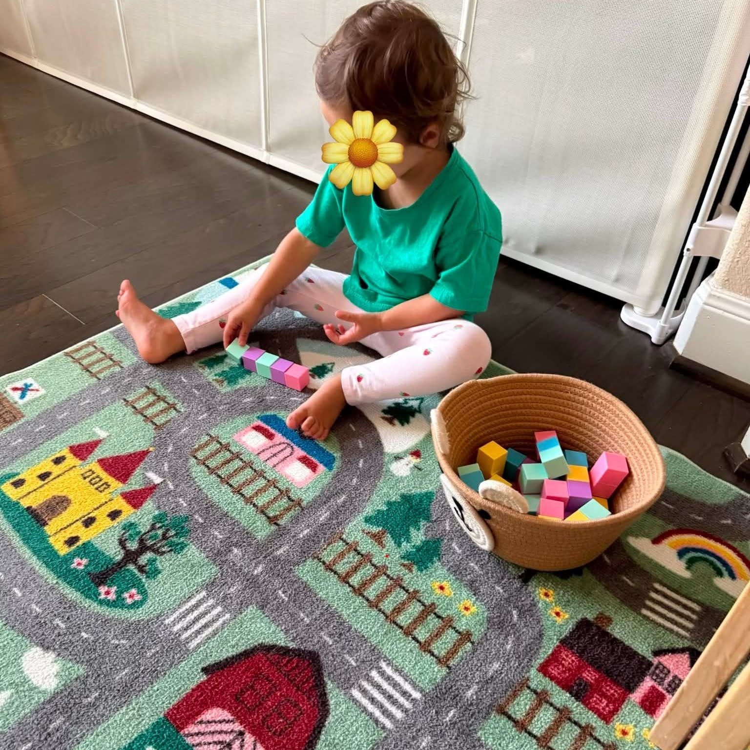 Building with colorful wooden blocks