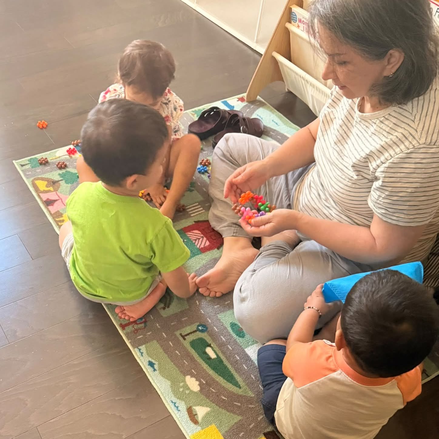 Circle time with interlocking toys