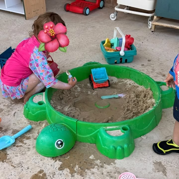 Sandbox play on the patio